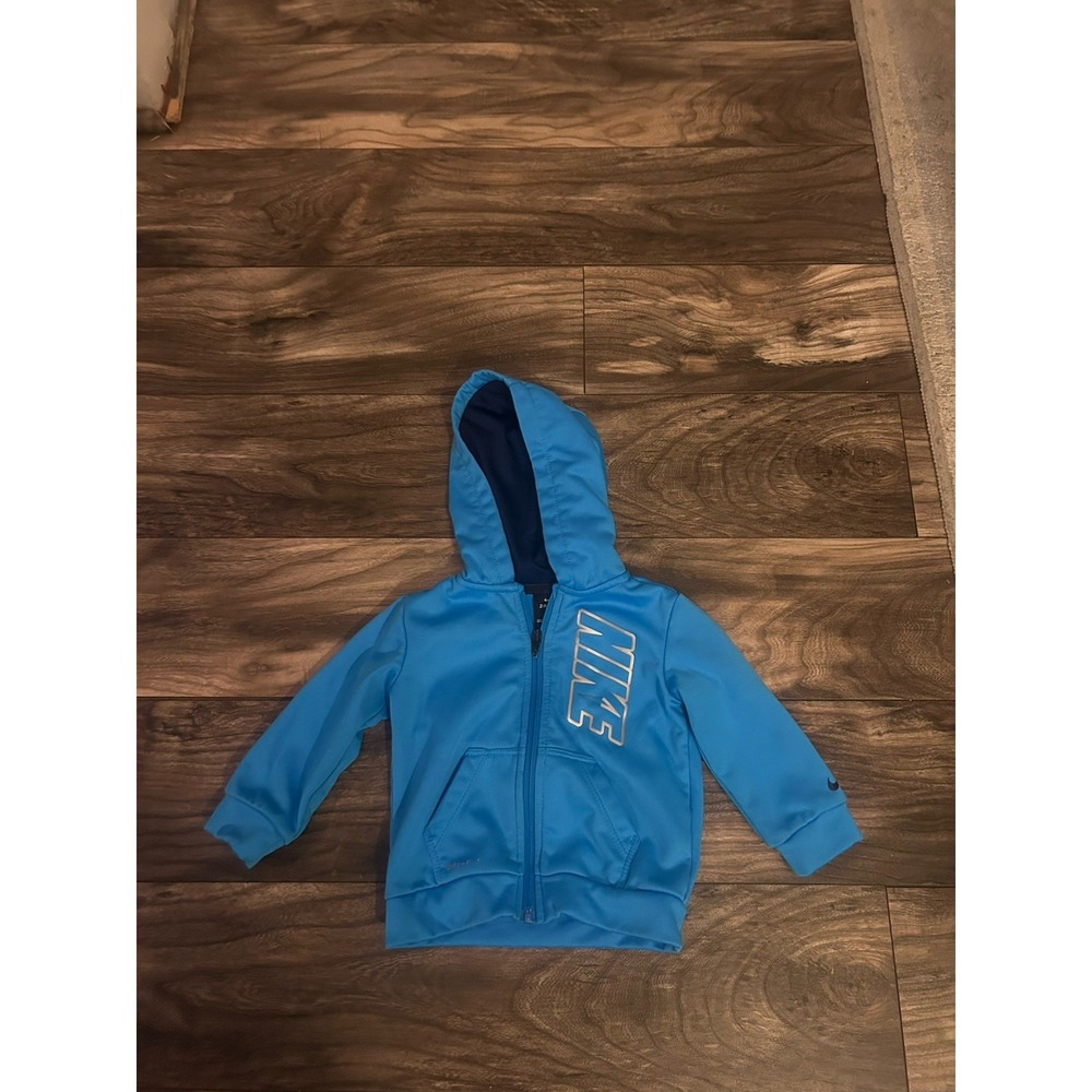 Nike DRI-FIT Hoodie Boys‎ Blue Size 18T Full Zip Up Sweatshirt Long Sleeve 443